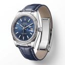 Datejust Blue Dial Fluted Bezel Leather Strap Automatic Men's Watch