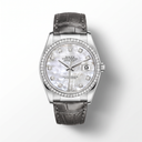 Datejust Mother Of Pearl Dial Gray Leather Strap Automatic Watch