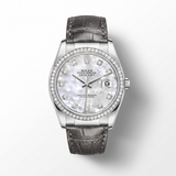 Datejust Mother Of Pearl Dial Gray Leather Strap Automatic Watch