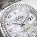 Datejust Mother Of Pearl Dial Gray Leather Strap Automatic Watch