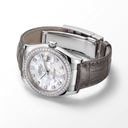 Datejust Mother Of Pearl Dial Gray Leather Strap Automatic Watch