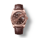 Day-Date 118135 Rose Gold President Chocolate Dial Leather Strap Men’s Watch