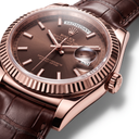 Day-Date 118135 Rose Gold President Chocolate Dial Leather Strap Men’s Watch