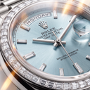 Day-Date 228396TBR Ice Blue Dial Baguette Set Bezel Men's Watch