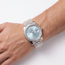 Day-Date 228396TBR Ice Blue Dial Baguette Set Bezel Men's Watch