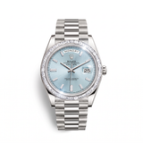 Day-Date 228396TBR Ice Blue Dial Baguette Set Bezel Men's Watch