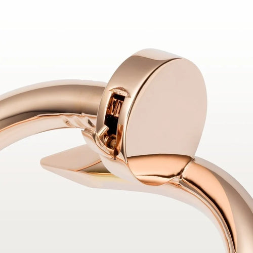Elegant Pink Gold Nail-Inspired Bangle with Classic Metal Polish, extra-large model