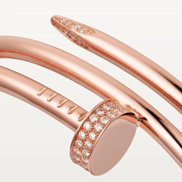 Elegant Pink Gold Nail-Inspired Bangle with Premium platinum
