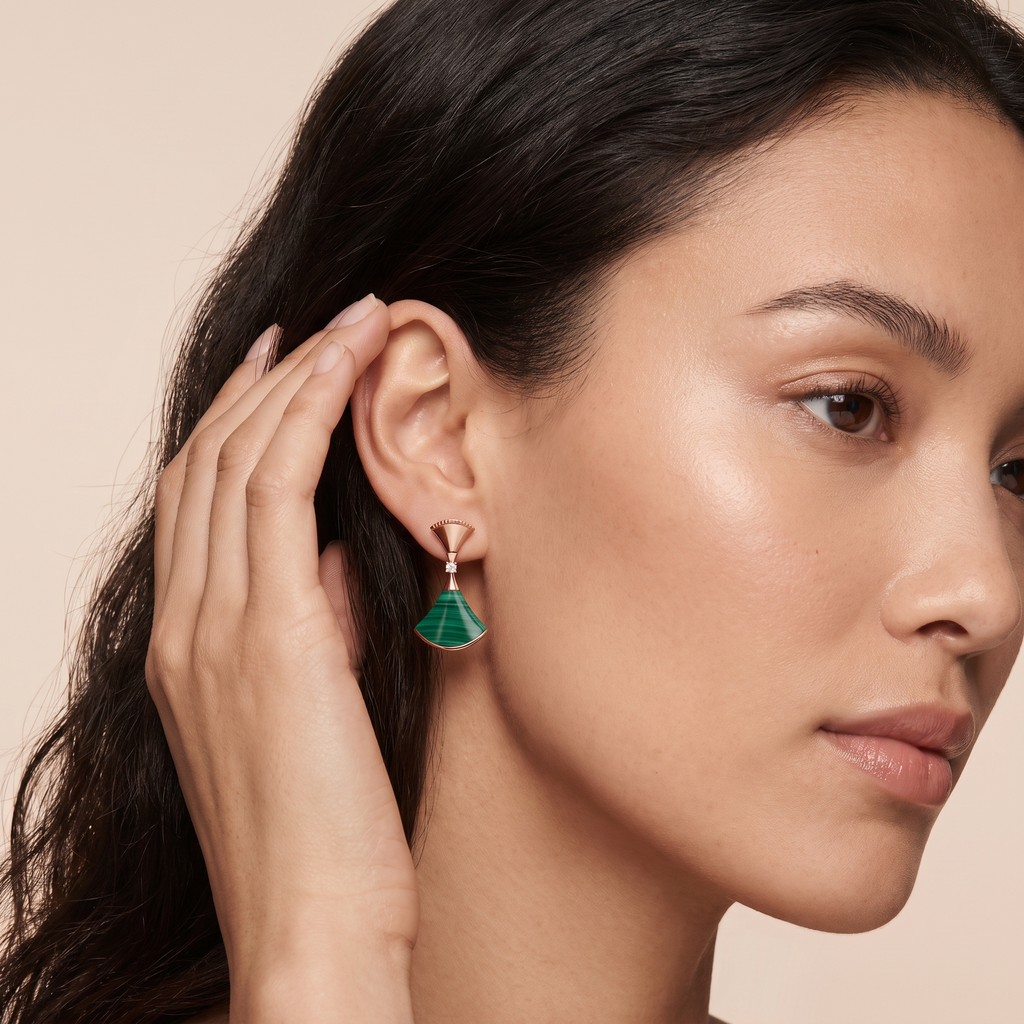 Diva's Dream Green Fan Earrings