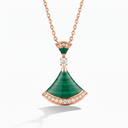 Diva's Dream Pavé Green Fan Pendant Necklace