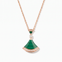 Diva's Dream Pavé Green Fan Pendant Necklace