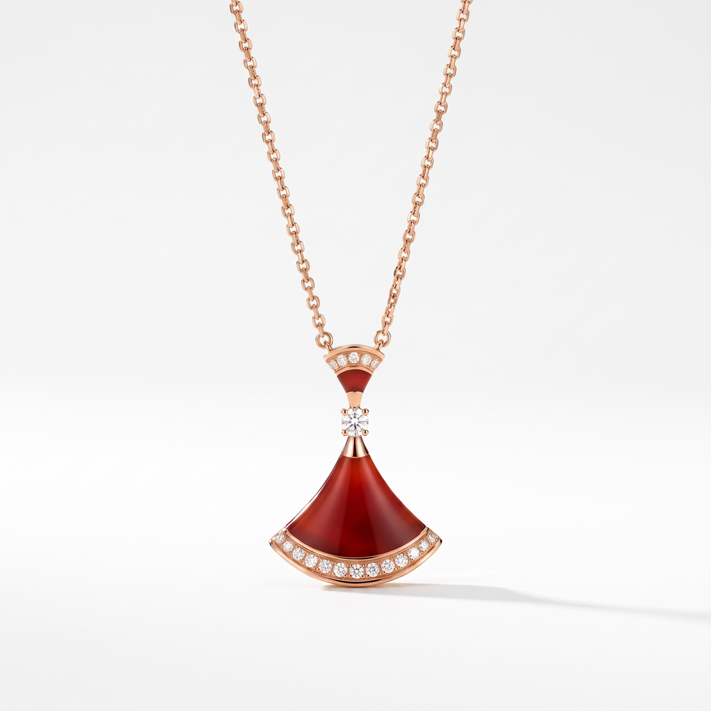 Diva's Dream Paved Red Pendant Necklace