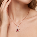 Diva's Dream Red Gemstone Openwork Pendant Necklace