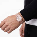 Dweller 127385TBR Oyster Rose Gold Tone White Honeycomb Motif Dial Automatic Watch