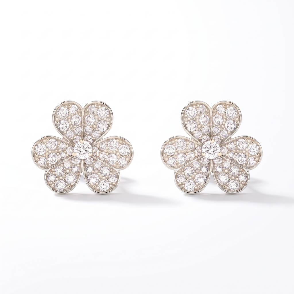 Frivole Flower Full-Paved Earrings