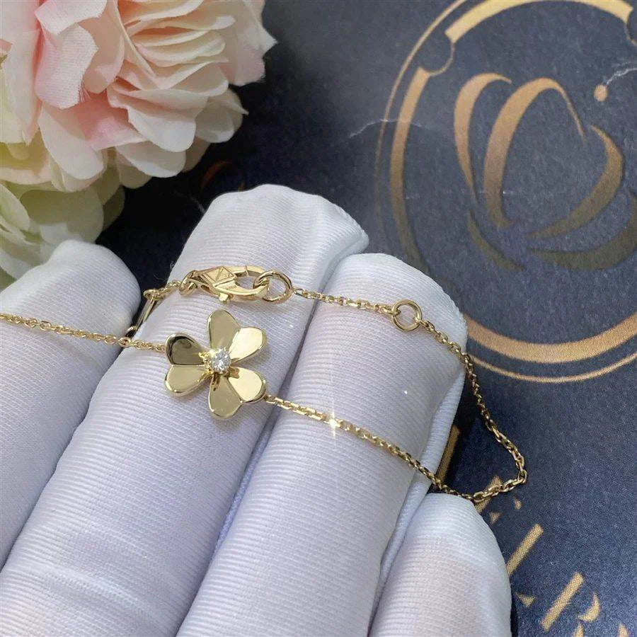 Gold Flower Bracelet for Women Cubic Zirconia Mini Model Gift Jewelry