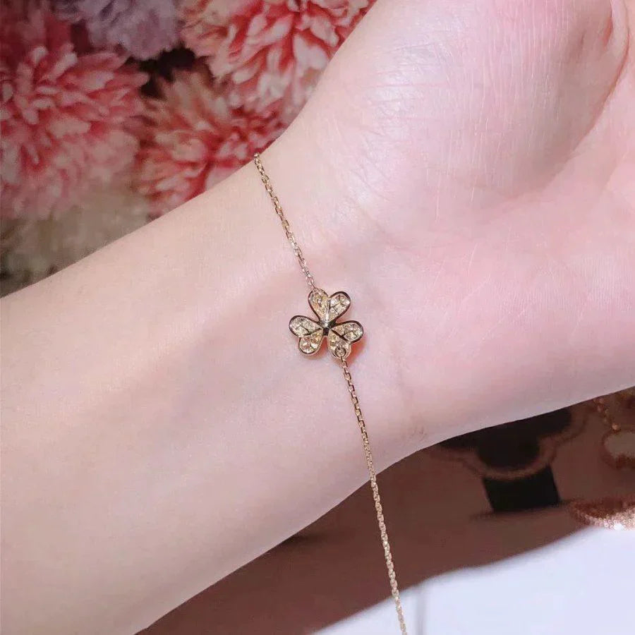 Gold Flower Bracelet for Women Pave Cubic Zirconia Mini Model Gift Jewelry