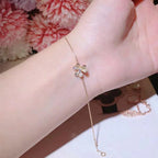 Gold Flower Bracelet for Women Pave Cubic Zirconia Mini Model Gift Jewelry