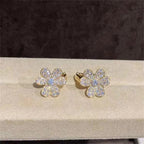 Clover Earrings Frivole Gold Flower Full Diamond Stud High Quality