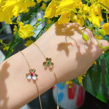 Gold Flower Bracelet for Women Malachite Mini Model Gift Jewelry