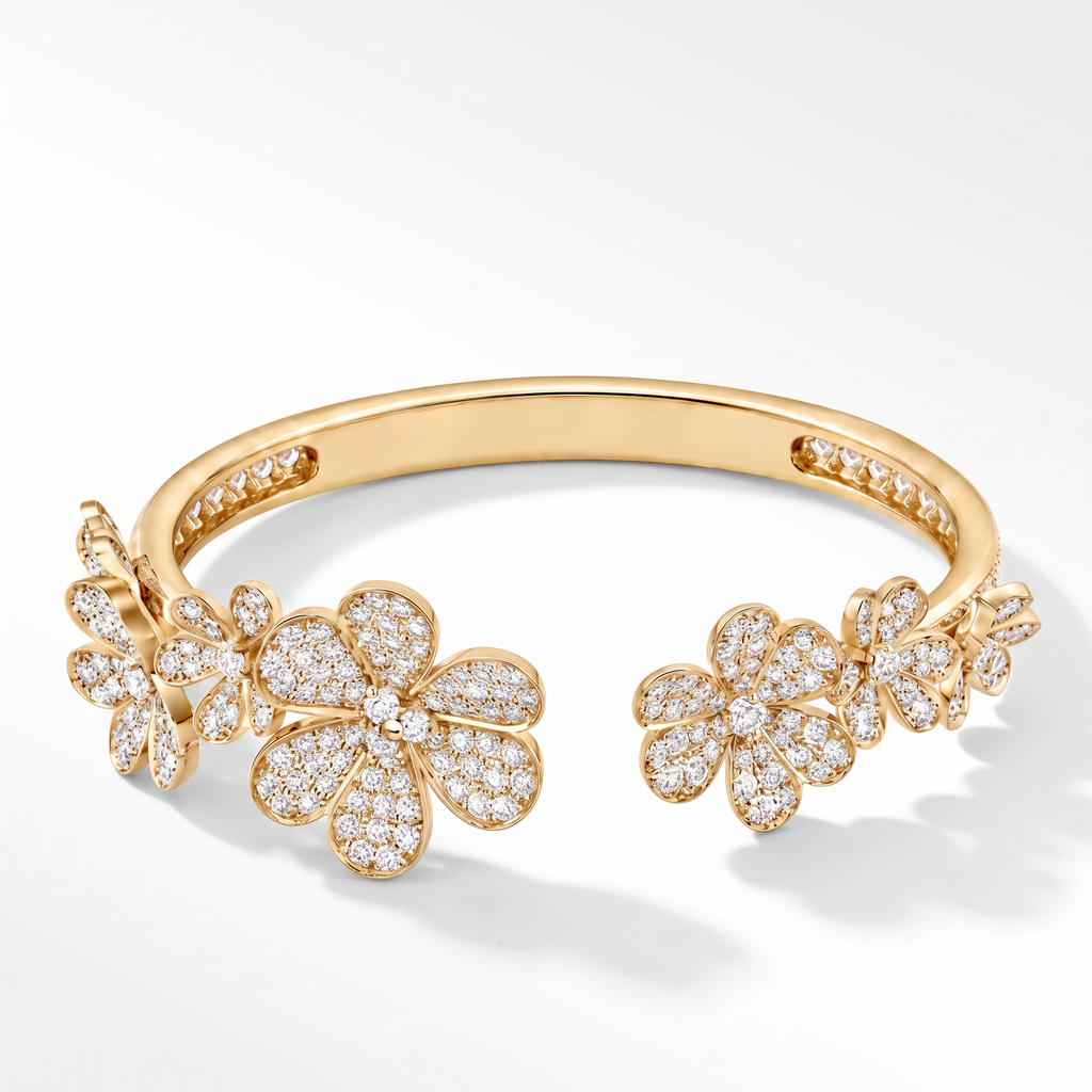 Frivole Pavé Seven Flowers Cuff Bracelet