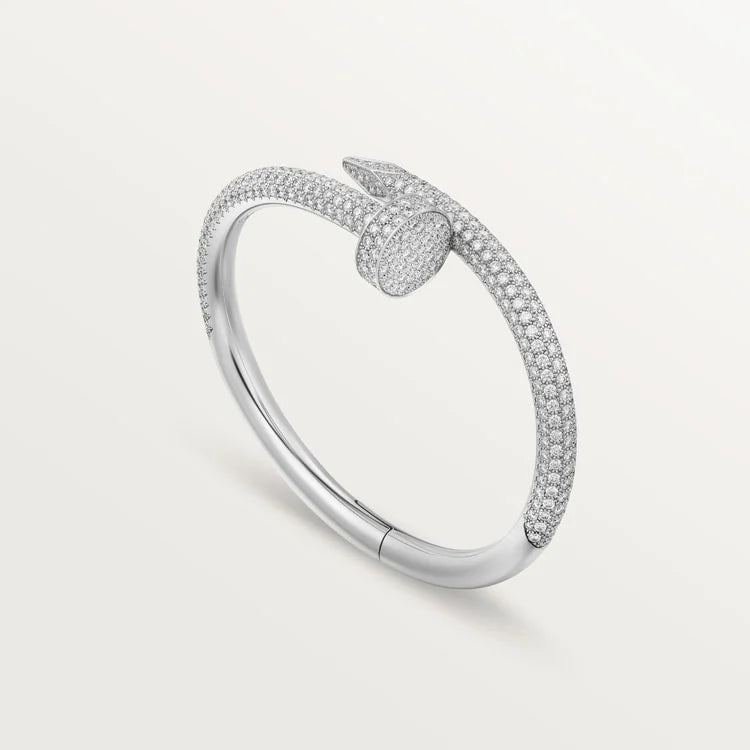 Elegant White Gold Nail-Inspired Bangle and Merging high fashion with primal instincts, large model