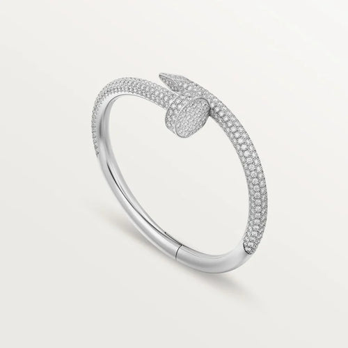 Elegant White Gold Nail-Inspired Bangle and Merging high fashion with primal instincts, large model