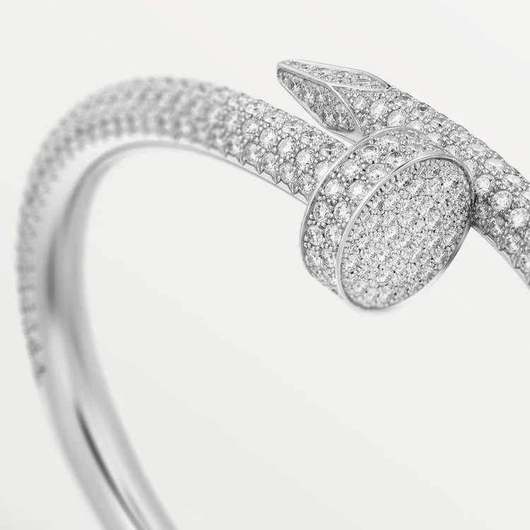 Elegant White Gold Nail-Inspired Bangle and Merging high fashion with primal instincts, large model
