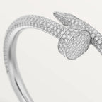 Elegant White Gold Nail-Inspired Bangle and Merging high fashion with primal instincts, large model