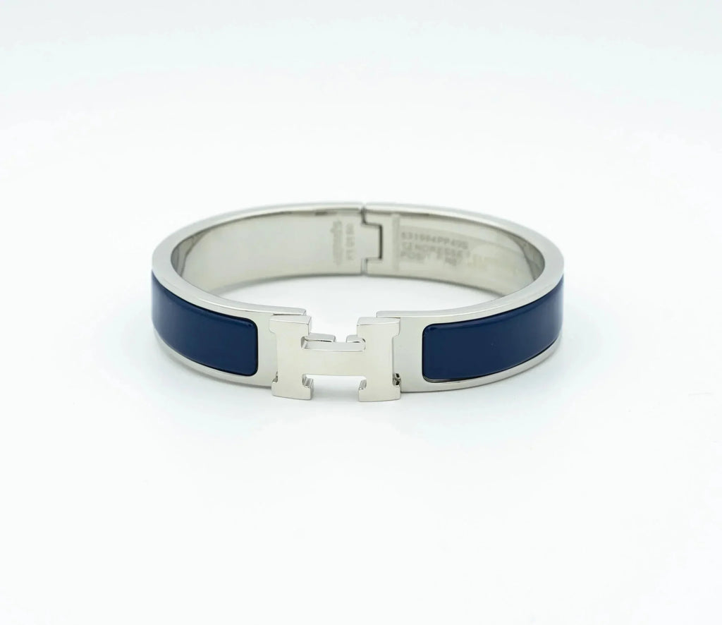 H Bracelet Bangle Blue Enamel Gold Plated Elegant Design Luxury High Quality