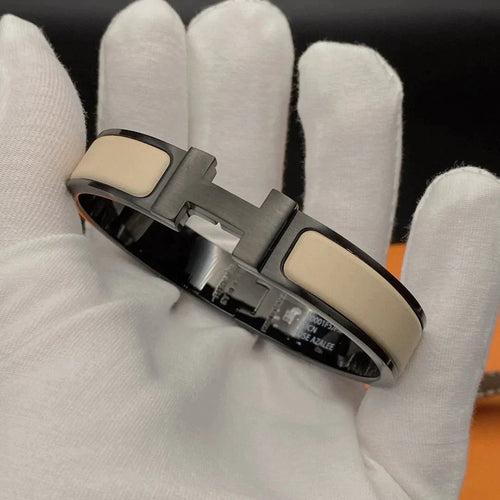 H Bracelet Bangle Black Beige Ceramic 12mm High Quality