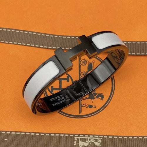 H Bracelet Bangle Black White Ceramic 12mm Minimalist Design High Quality