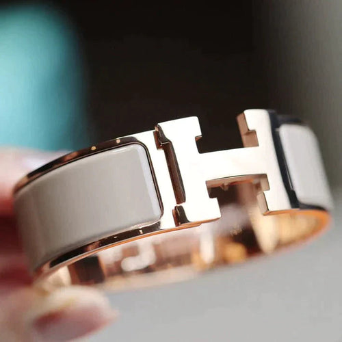 H Bracelet Bangle 18mm Pink Gold Brown Ceramic Luxury High Quality