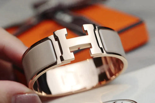H Bracelet Bangle 18mm Pink Gold Brown Ceramic Luxury High Quality