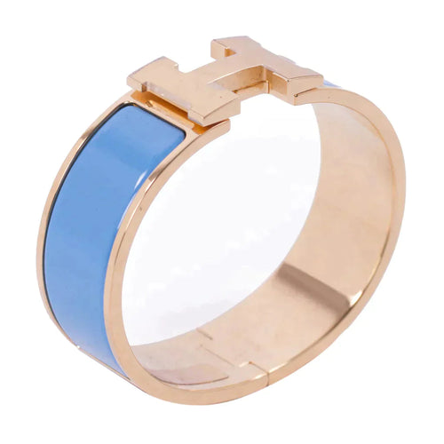 H Bracelet 18mm Bangle Pink Gold Cloud Blue Enamel High Quality