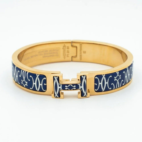 H Bracelet Bangle Black Multicolor Enamel Luxury Style High Quality