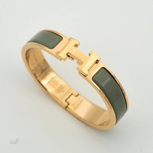 H Bracelet Bangle Blue Green Enamel Gold 12mm Luxury Style High Quality