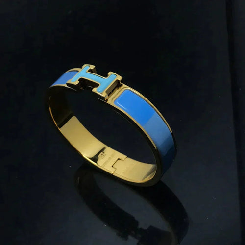 H Bracelet Bangle Blue Rainbow Ceramic 12mm High Quality