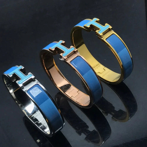 H Bracelet Bangle Blue Rainbow Ceramic 12mm High Quality