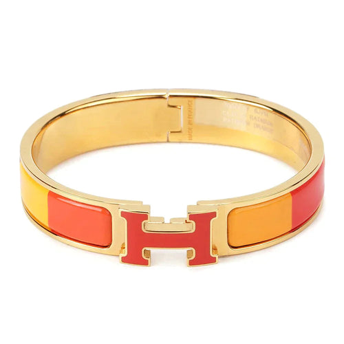 H Bracelet Bangle Orange Rainbow Ceramic Glossy Finish Luxury Style High Quality
