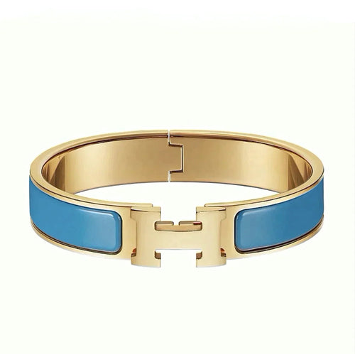 H Bracelet Bangle Turquoise Enamel 12mm Elegant Design High Quality