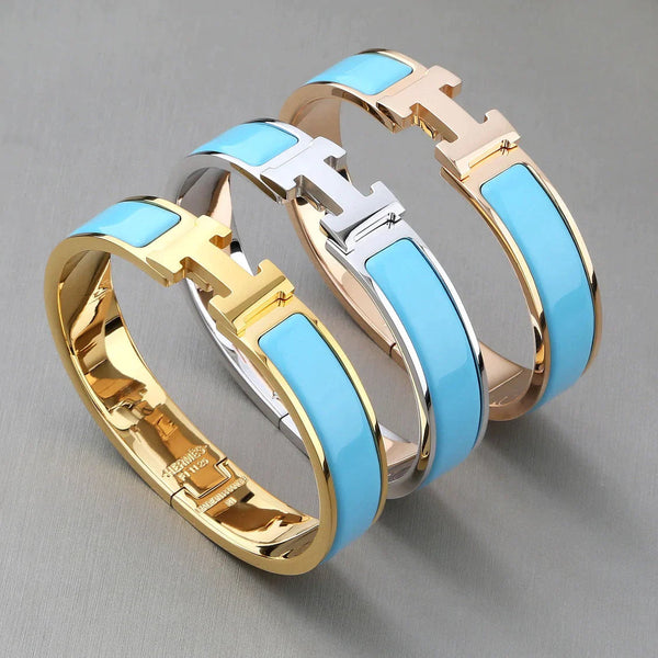 H Cloud Blue Bracelet Bangle Cloud Blue Enamel Gold Plated High Quality