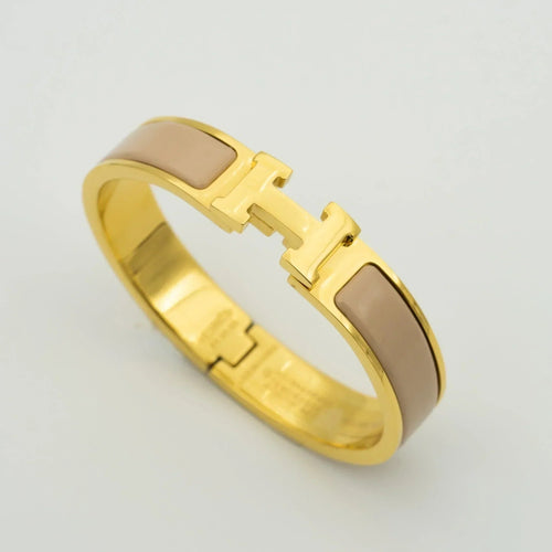 H Bracelet Bangle Grey Enamel Elegant Design Luxury Style High Quality