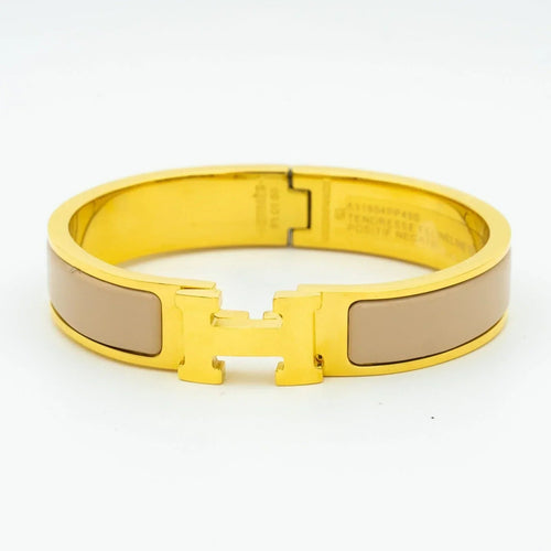 H Bracelet Bangle Grey Enamel Elegant Design Luxury Style High Quality