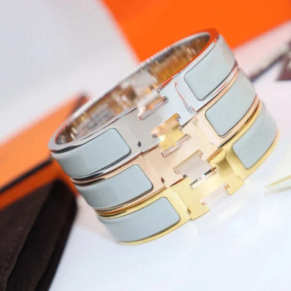 H Light Blue Bracelet Bangle Light Blue Enamel Gold Plated High Quality