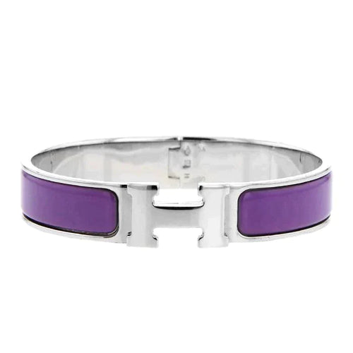 H Bracelet Bangle Purple Enamel Elegant Design High Quality