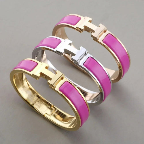 H Bracelet Bangle Purple Enamel Elegant Design High Quality
