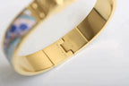 H Ring Lock Bracelet Gold Multicolor Ceramic 12mm High Quality