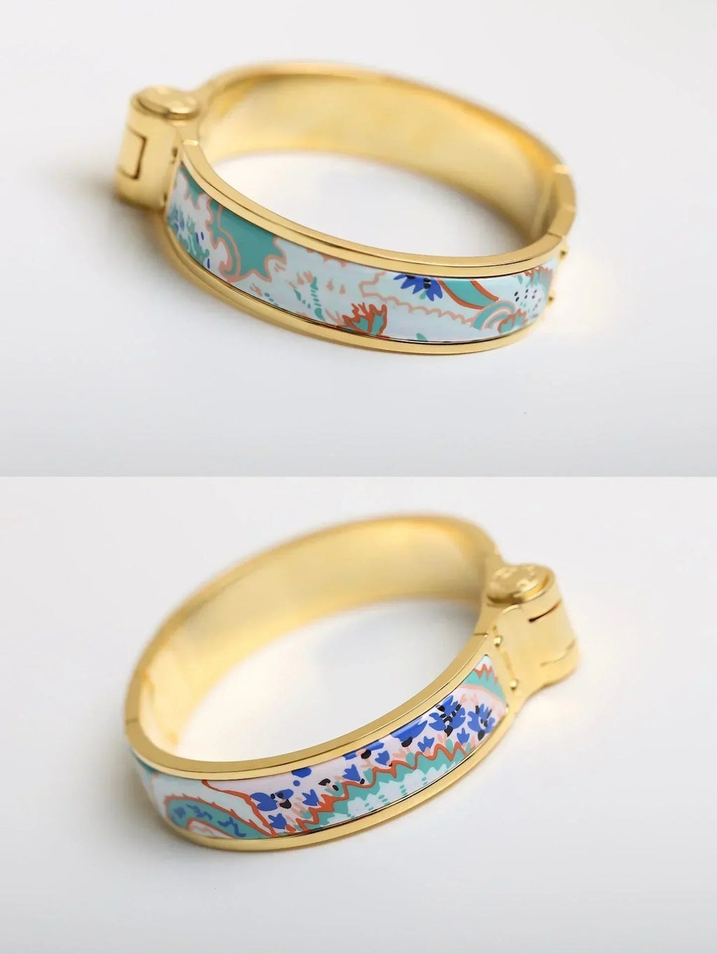 H Ring Lock Bracelet Gold Multicolor Ceramic 12mm High Quality