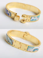 H Ring Lock Bracelet Gold Multicolor Ceramic 12mm High Quality